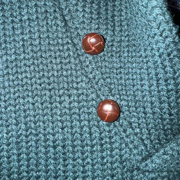 Vintage Polo Ralph Lauren Forest Green Wool Pullover with Leather Patches XL - Picture 5 of 10